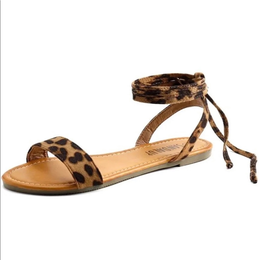 Leopard Lace Up Sandals